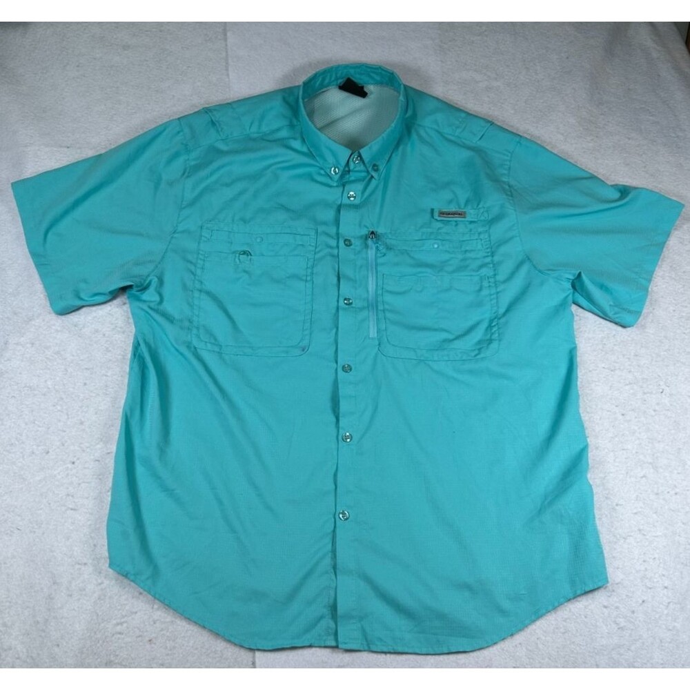 Gradual Fishing Shirt Mens XL Blue Short Sleeve Button Down Ripstop Ventilated